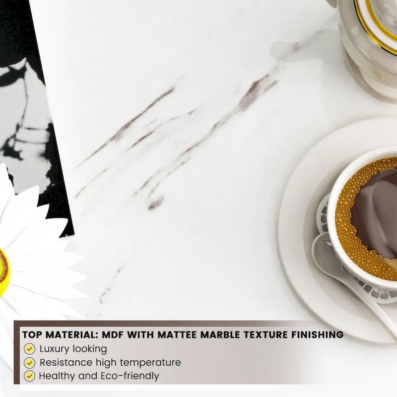 39 Wide 2-Tier Faux Marble Top Coffee Table with Steel Frame-14