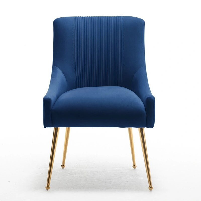 Velvet Tufted Dining Chairs Set of 8 - Gold Accent