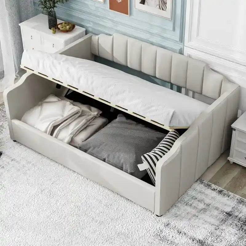 Full Size Upholstered Daybed with Underneath Storage-14