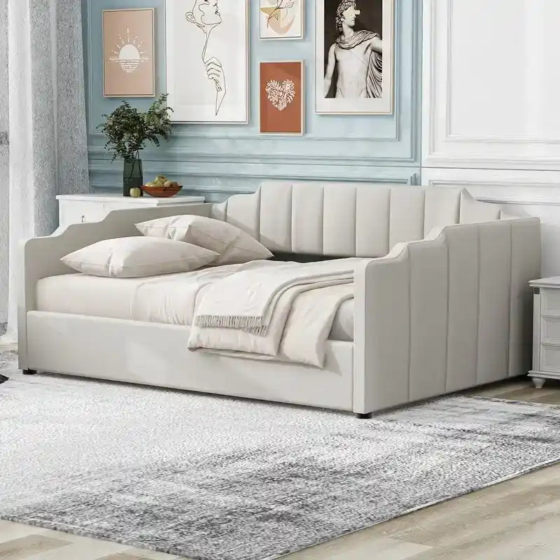 Full Size Upholstered Daybed with Underneath Storage-9