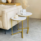 Set of 2 Round Nesting Coffee Side Table Modern Accent End Table