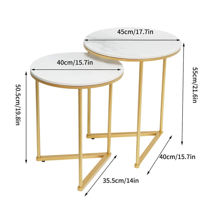 Set of 2 Round Nesting Coffee Side Table Modern Accent End Table-6
