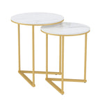 Set of 2 Round Nesting Coffee Side Table Modern Accent End Table