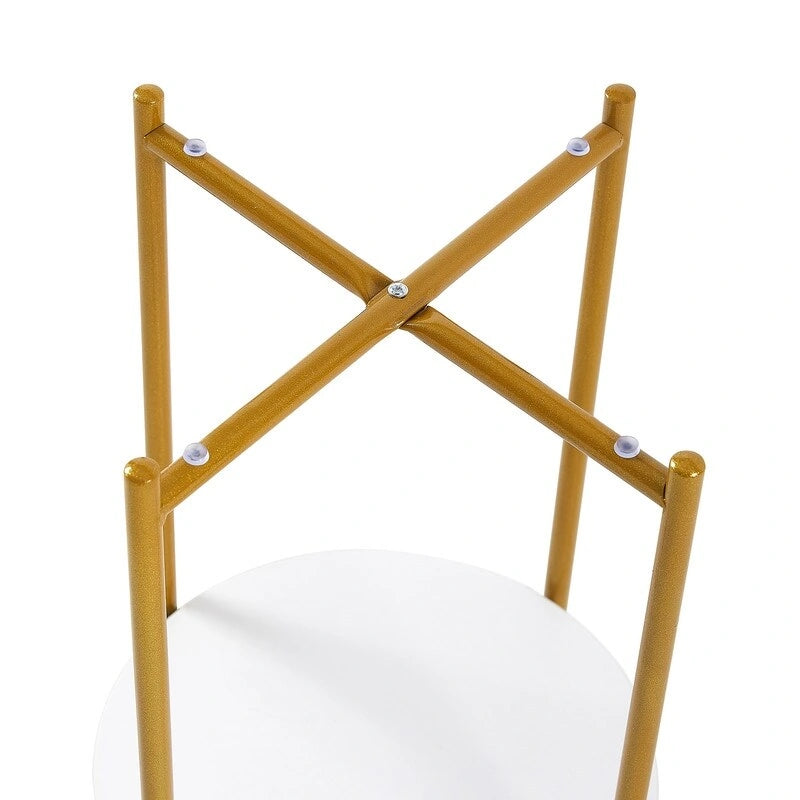 2 Tier Round Side Table with Tempered Glass Modern End Tables