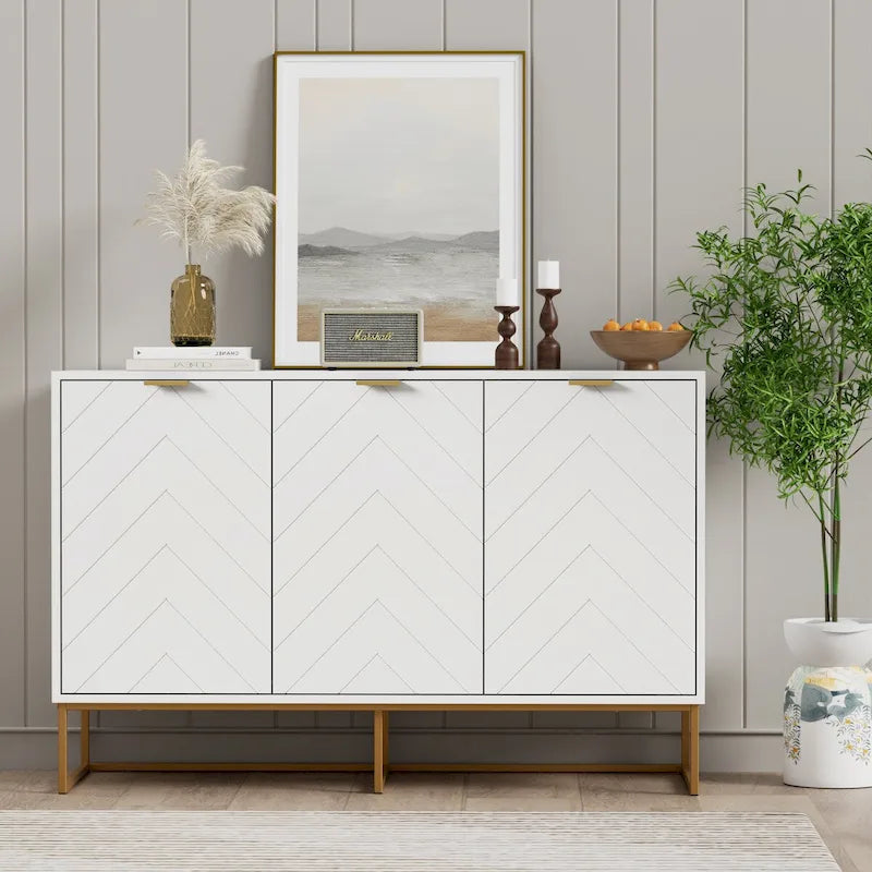 3 Doors Sideboard Buffet Cabinet with Storage Adjustable Shelf-13