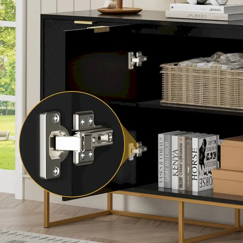 3 Doors Sideboard Buffet Cabinet with Storage Adjustable Shelf-5