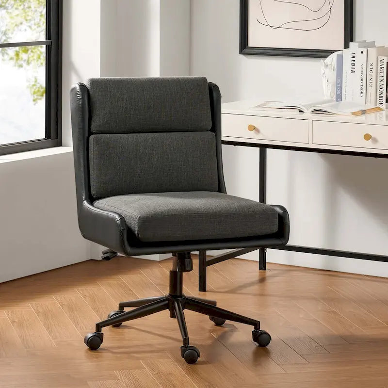 Swivel Office Chair with Removable Cushion - Ergonomic Tilting Desk Chair-3