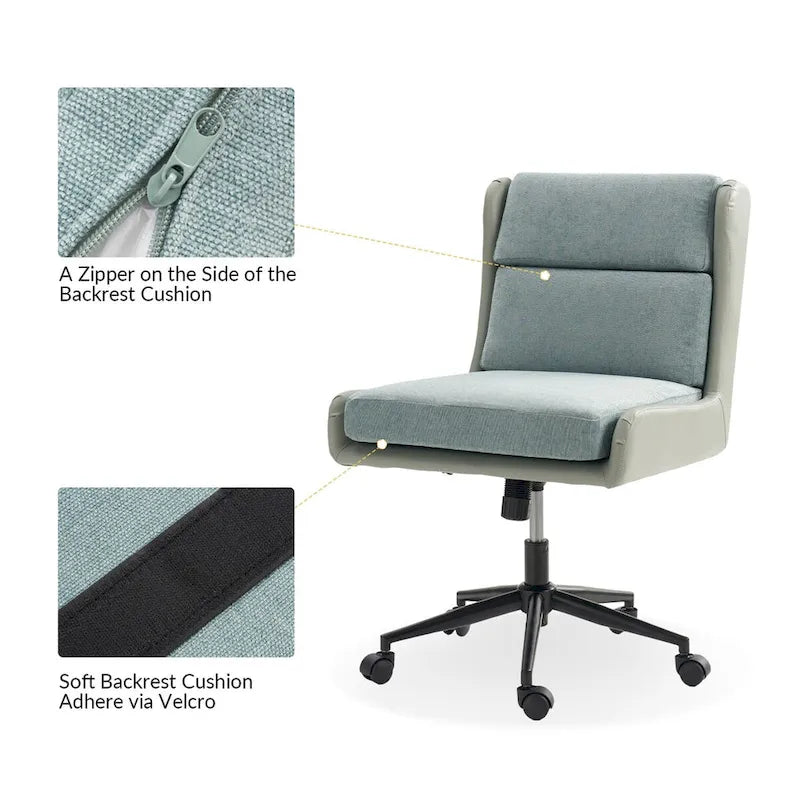 Swivel Office Chair with Removable Cushion - Ergonomic Tilting Desk Chair-7