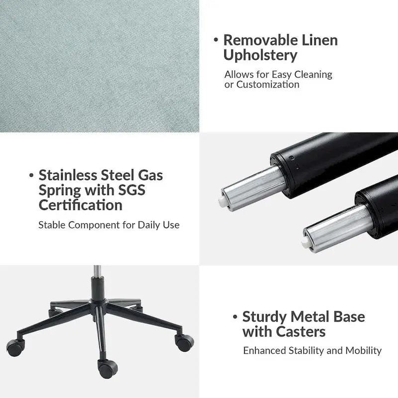 Swivel Office Chair with Removable Cushion - Ergonomic Tilting Desk Chair-8