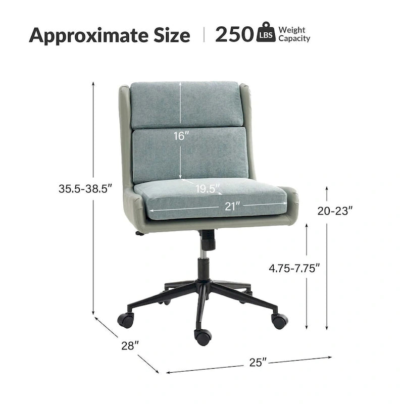 Swivel Office Chair with Removable Cushion - Ergonomic Tilting Desk Chair-11