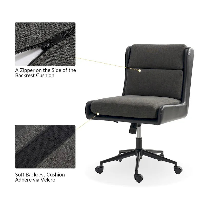 Swivel Office Chair with Removable Cushion - Ergonomic Tilting Desk Chair-12