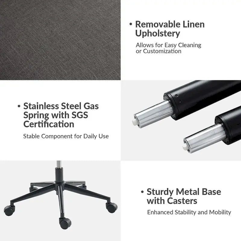 Swivel Office Chair with Removable Cushion - Ergonomic Tilting Desk Chair-13