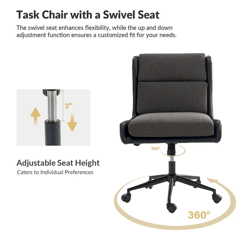 Swivel Office Chair with Removable Cushion - Ergonomic Tilting Desk Chair-15
