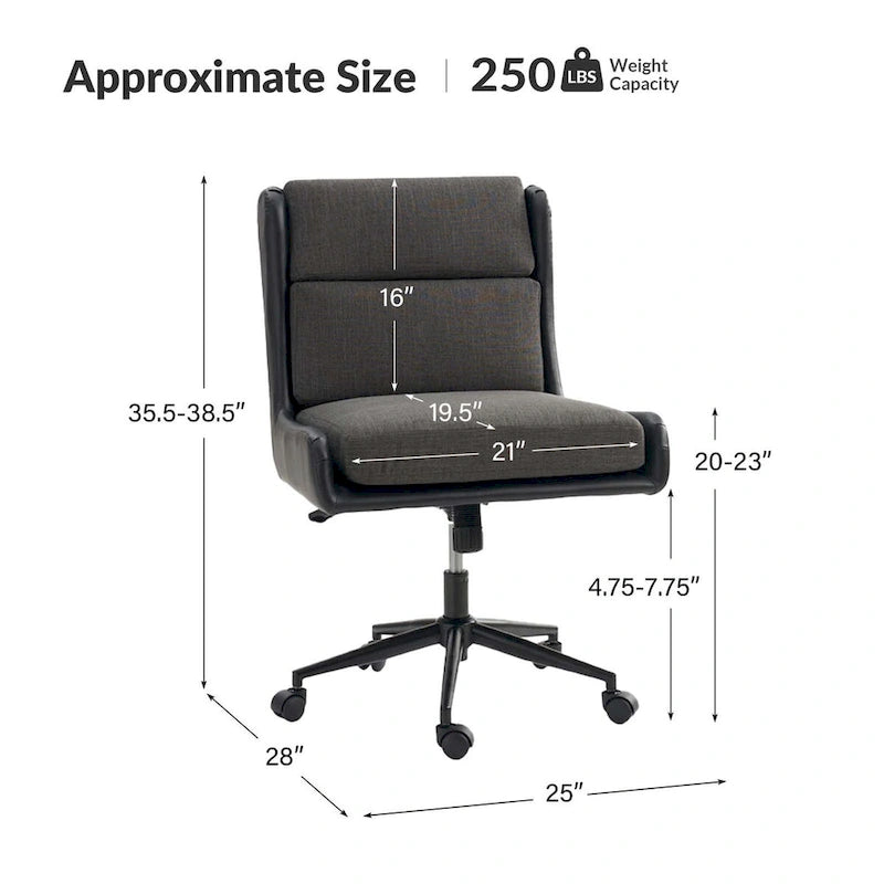 Swivel Office Chair with Removable Cushion - Ergonomic Tilting Desk Chair-16