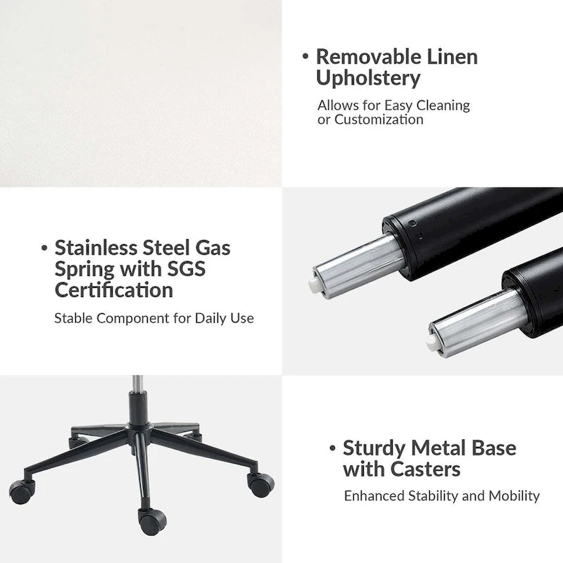 Swivel Office Chair with Removable Cushion - Ergonomic Tilting Desk Chair-21