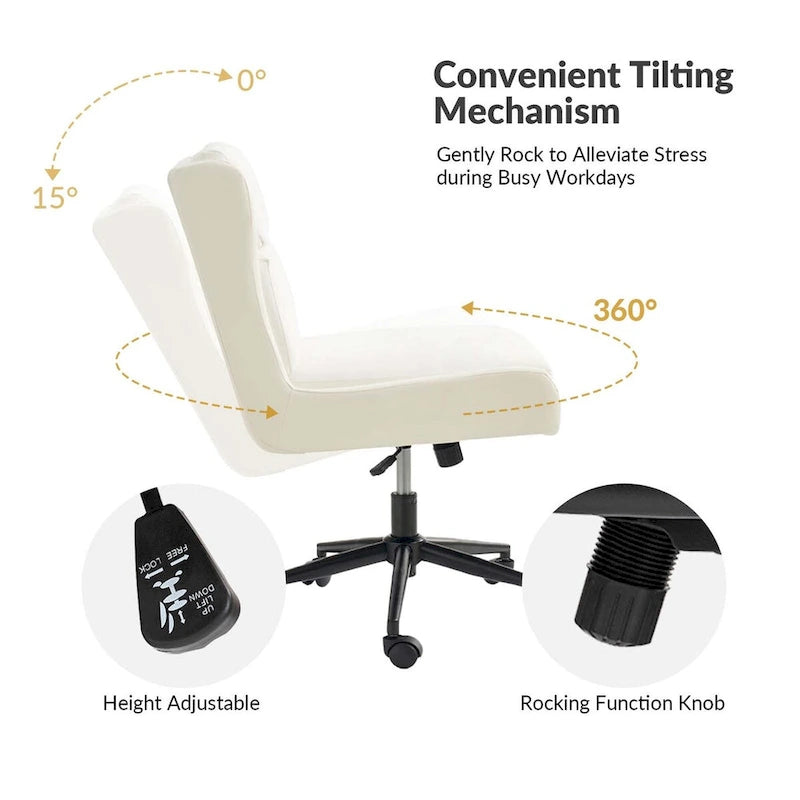 Swivel Office Chair with Removable Cushion - Ergonomic Tilting Desk Chair-22