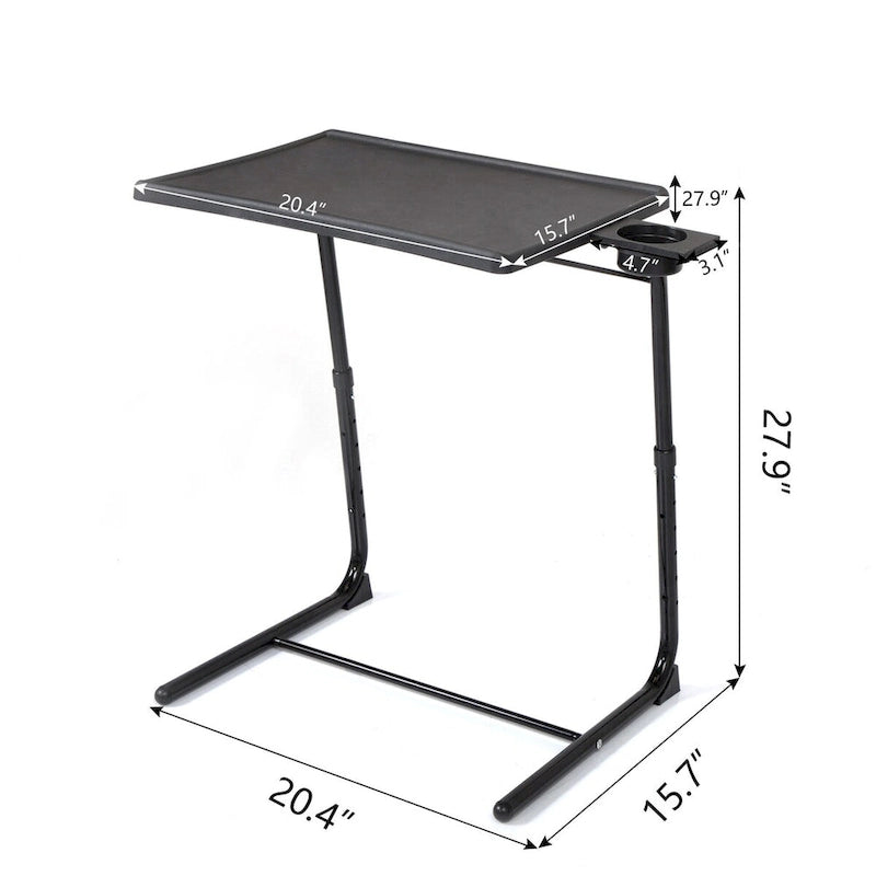 Folding TV Tray Laptop Table End Table Height Adjustable Cup Holder-5