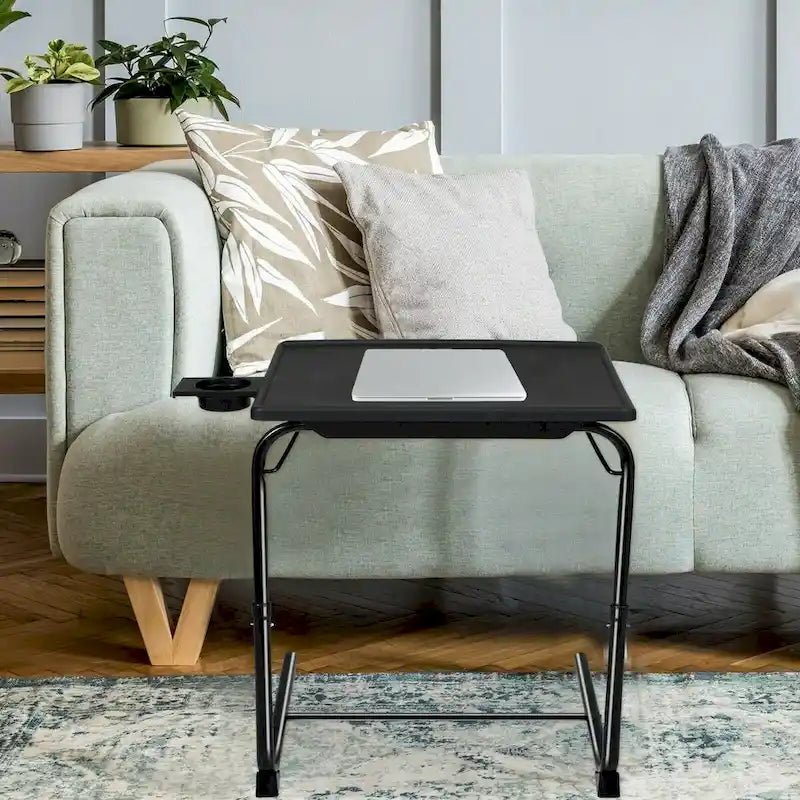 Folding TV Tray Laptop Table End Table Height Adjustable Cup Holder-6