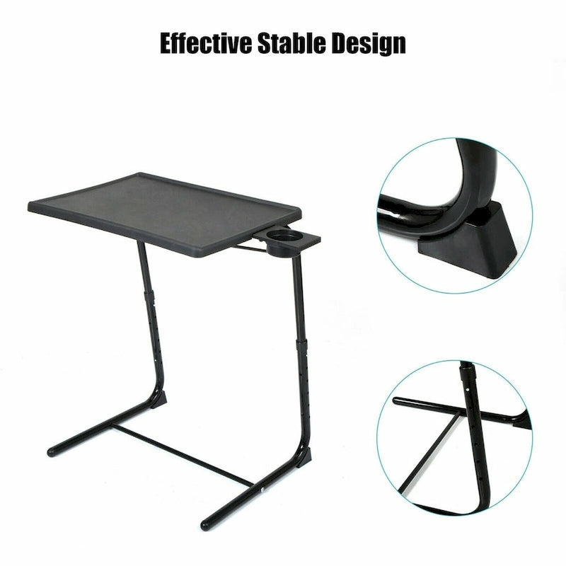 Folding TV Tray Laptop Table End Table Height Adjustable Cup Holder-13