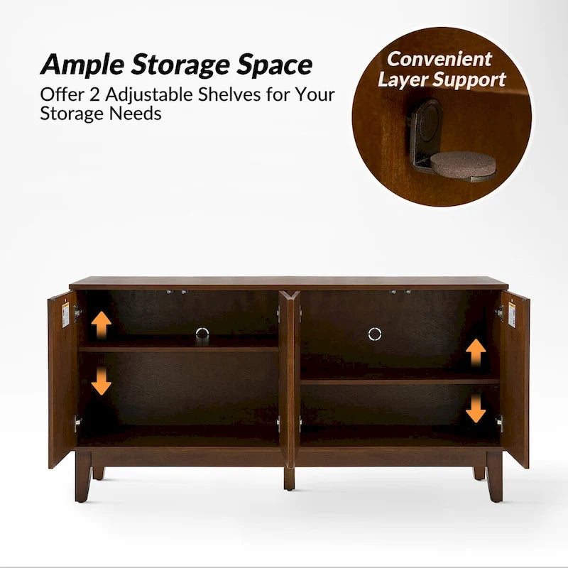 Geometric Patterned Sideboard 60" Wide with Adjustable Shelves