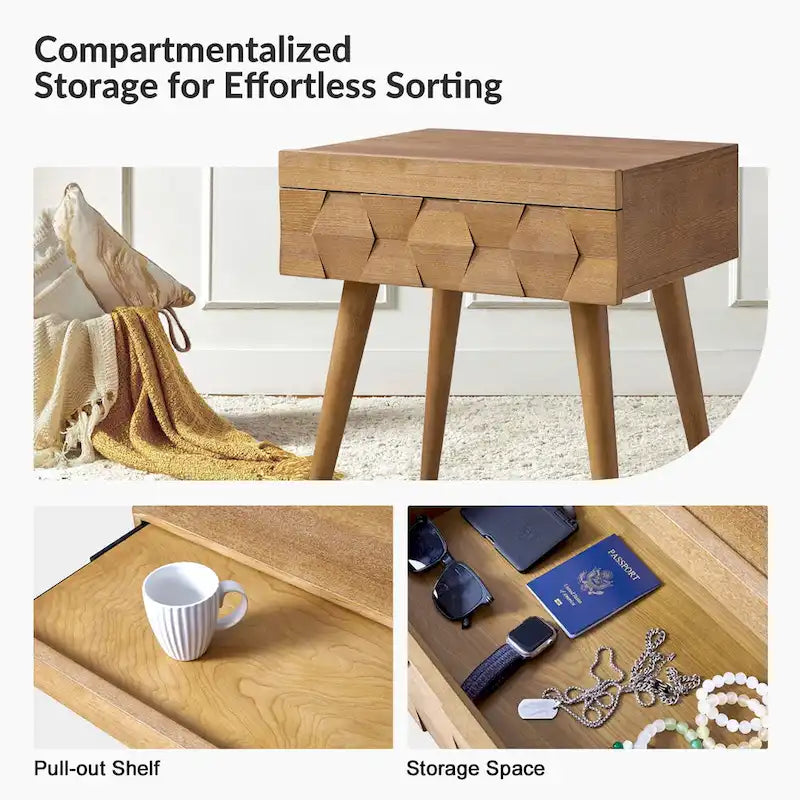 Mid-century modern style side table with charging function-7