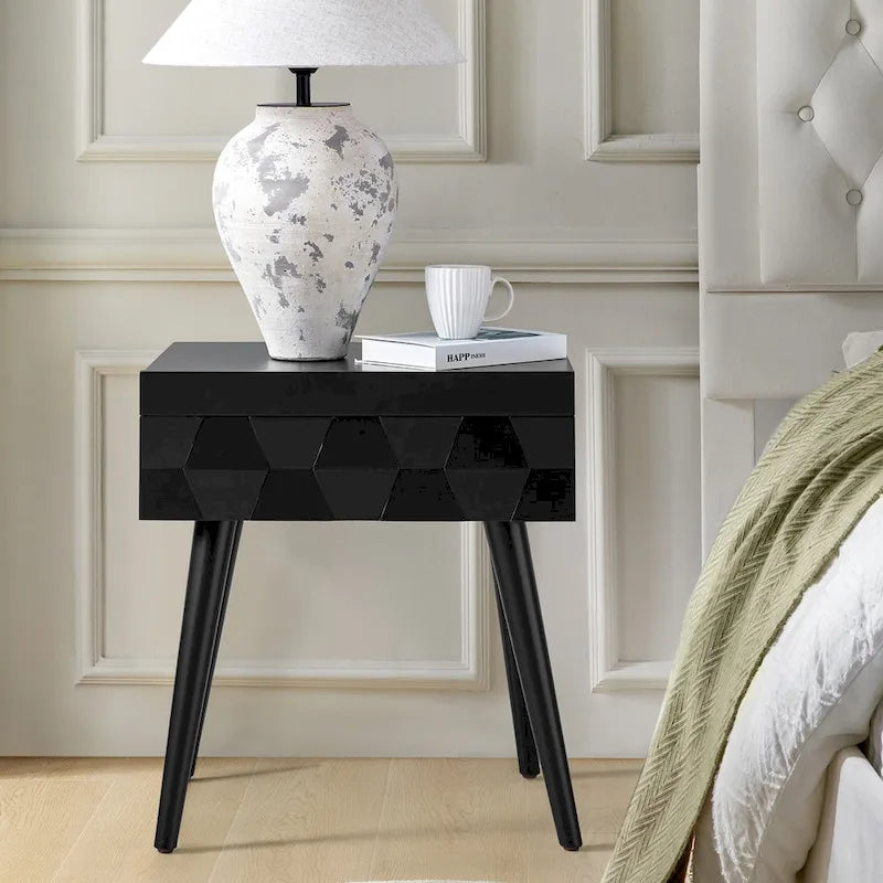 Mid-century modern style side table with charging function-17