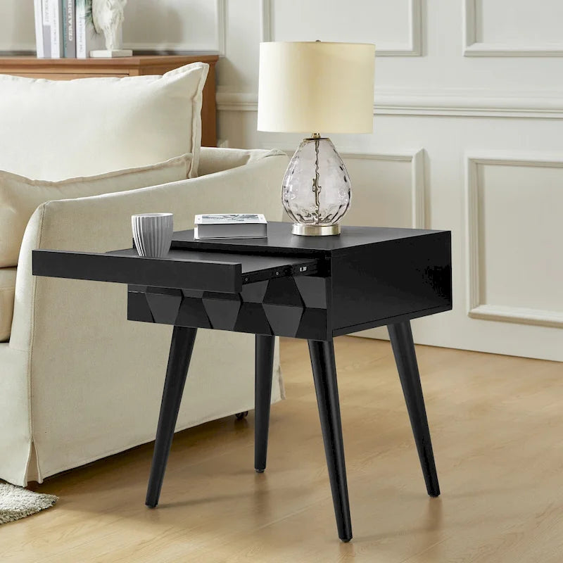 Mid-century modern style side table with charging function-19