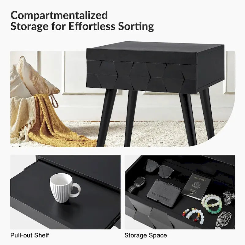 Mid-century modern style side table with charging function-20