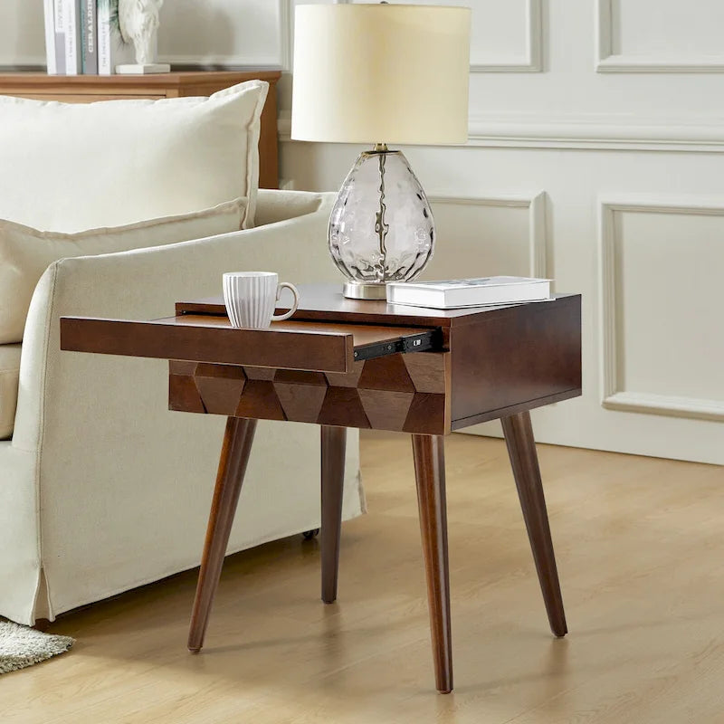Mid-century modern style side table with charging function-27