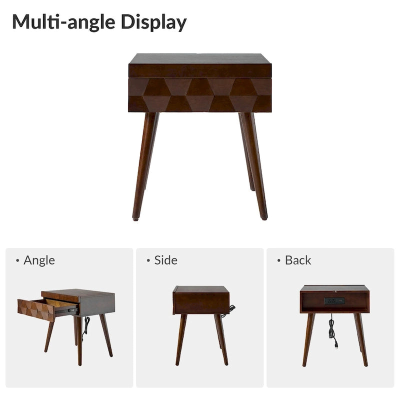 Mid-century modern style side table with charging function-31
