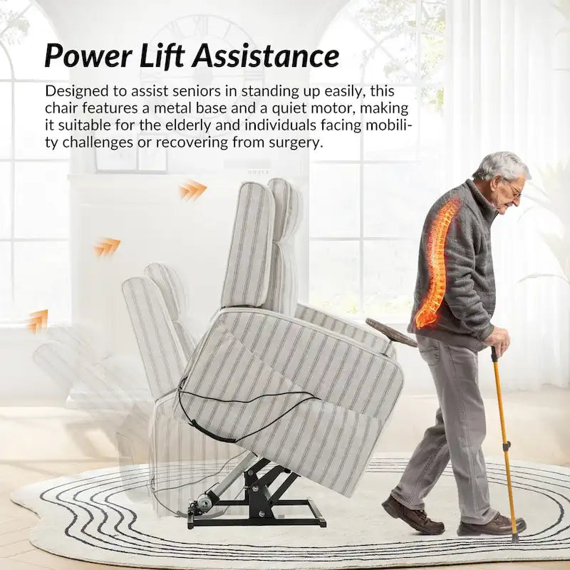 Modern electric reclining massage chair with heating function, charging capability, and solid wood tray.-14