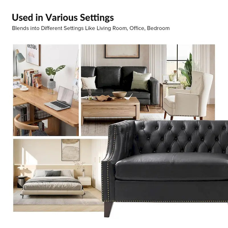 Brown Leather Tufted Chesterfield Sofa - 3 Seater-16