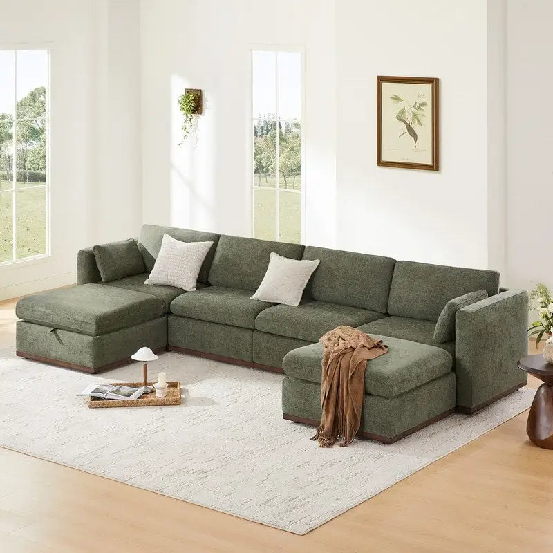 Gray Modular Sectional Sofa - 3-7 Seater with Storage Ottoman-2