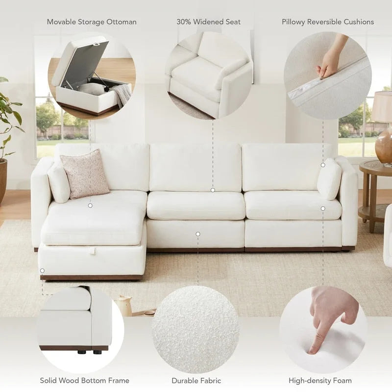 Gray Modular Sectional Sofa - 3-7 Seater with Storage Ottoman-6