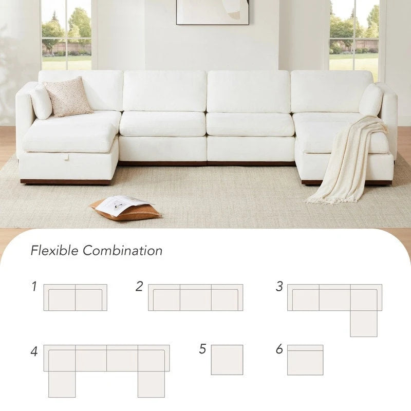 Gray Modular Sectional Sofa - 3-7 Seater with Storage Ottoman-7