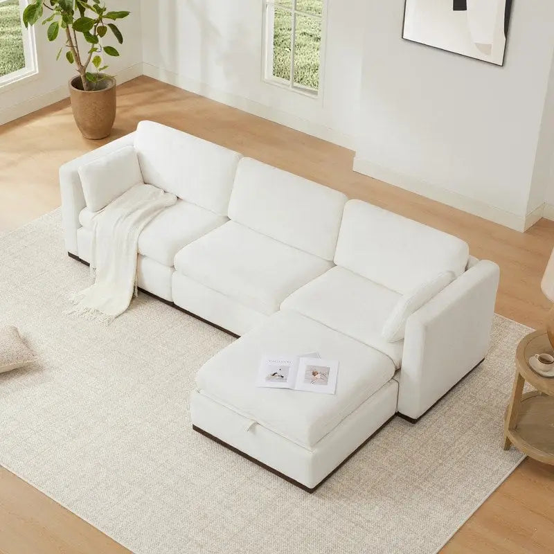 Gray Modular Sectional Sofa - 3-7 Seater with Storage Ottoman-8