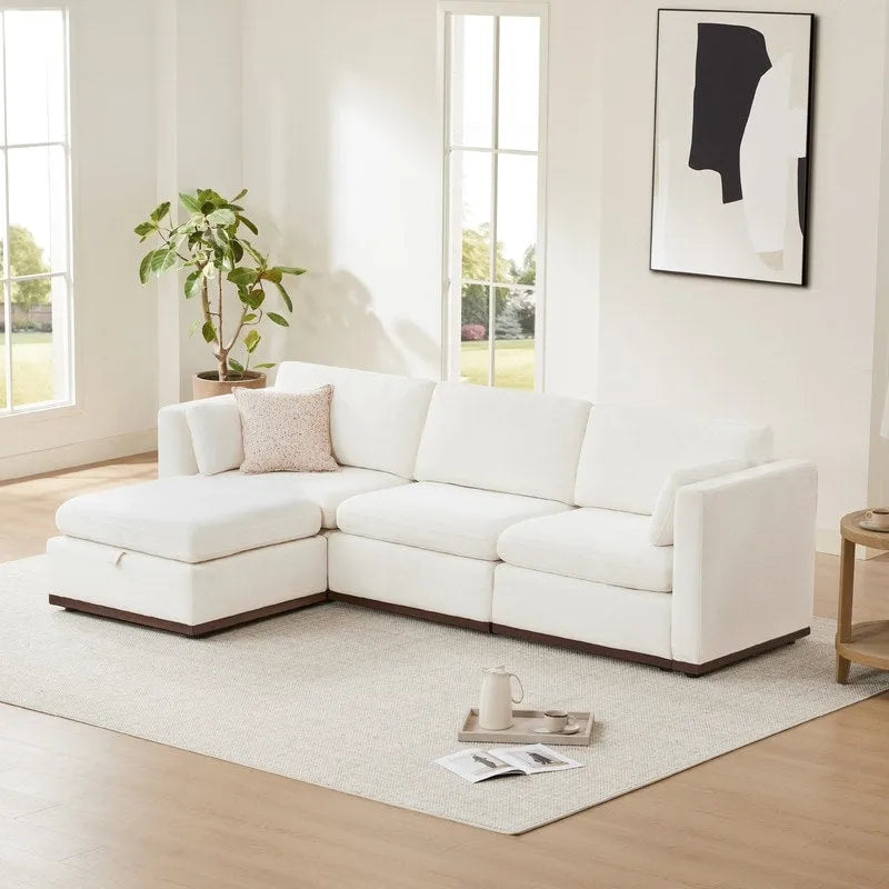 Gray Modular Sectional Sofa - 3-7 Seater with Storage Ottoman-9