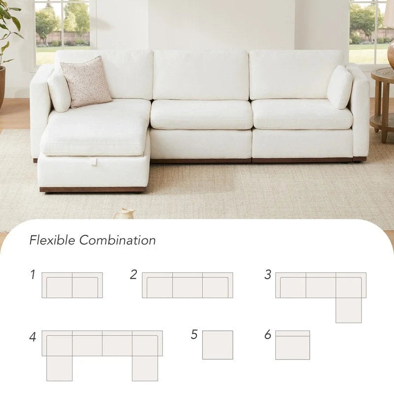 Gray Modular Sectional Sofa - 3-7 Seater with Storage Ottoman-11