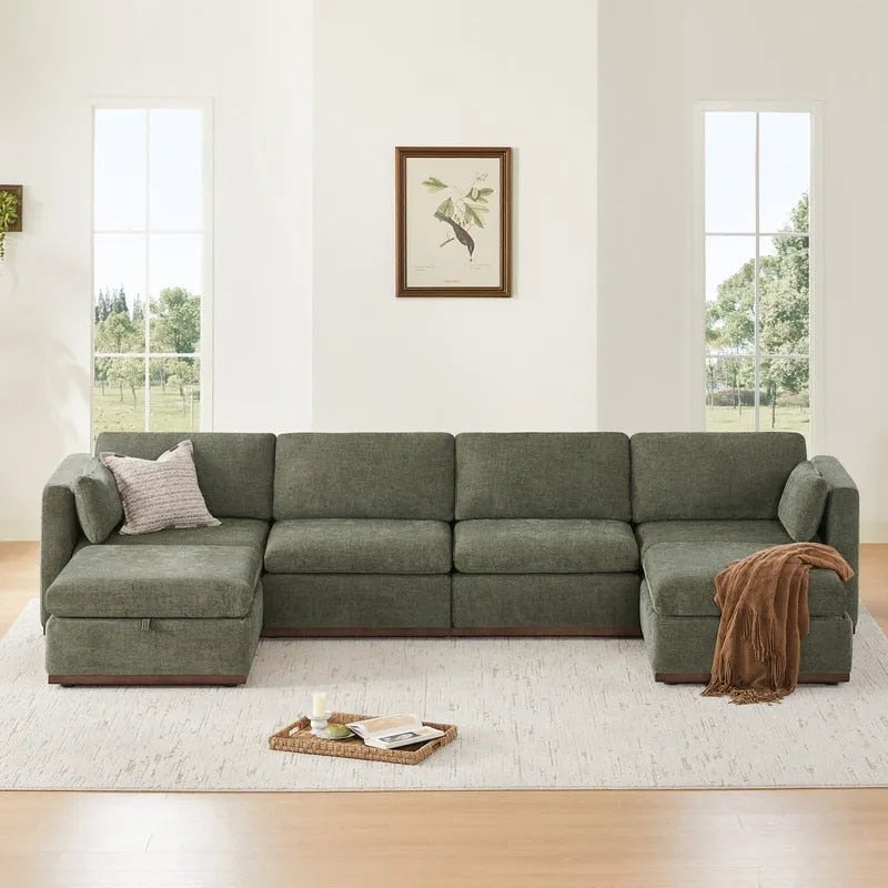 Gray Modular Sectional Sofa - 3-7 Seater with Storage Ottoman-21