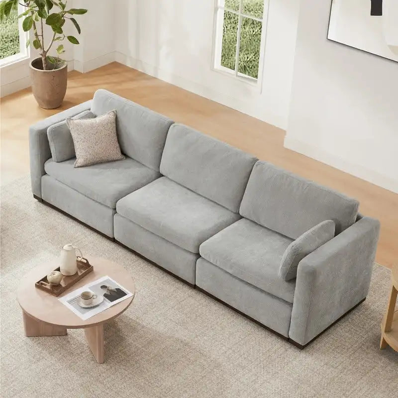 Gray Modular Sectional Sofa - 3-7 Seater with Storage Ottoman-34