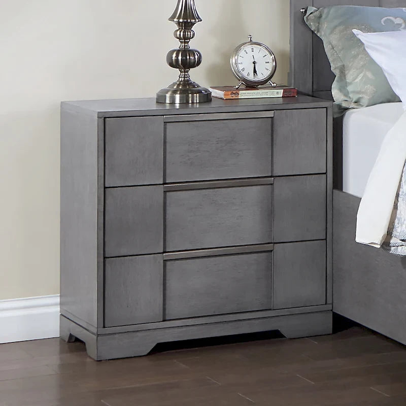 5-Piece Grey Wood Storage Platform Bedroom Set with LED Lights - King/Queen-7