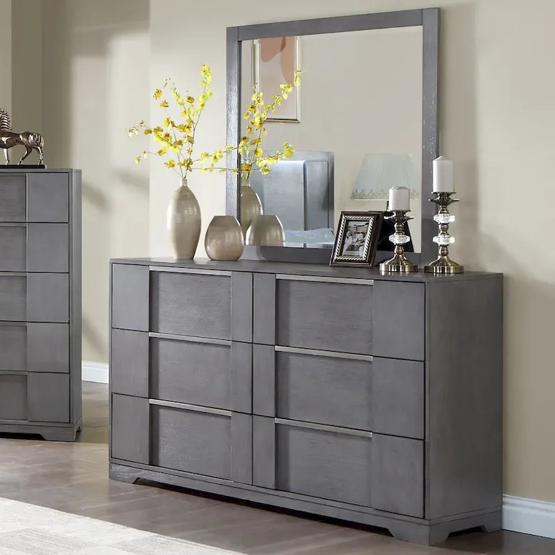 5-Piece Grey Wood Storage Platform Bedroom Set with LED Lights - King/Queen-8