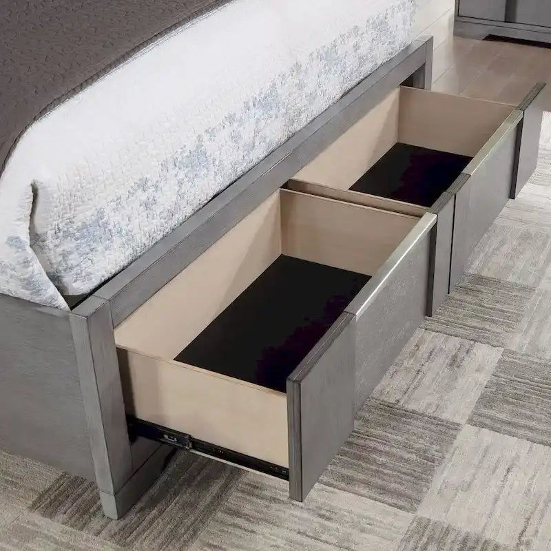 5-Piece Grey Wood Storage Platform Bedroom Set with LED Lights - King/Queen-10