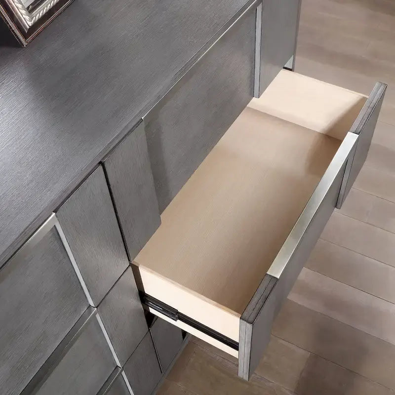 5-Piece Grey Wood Storage Platform Bedroom Set with LED Lights - King/Queen-12