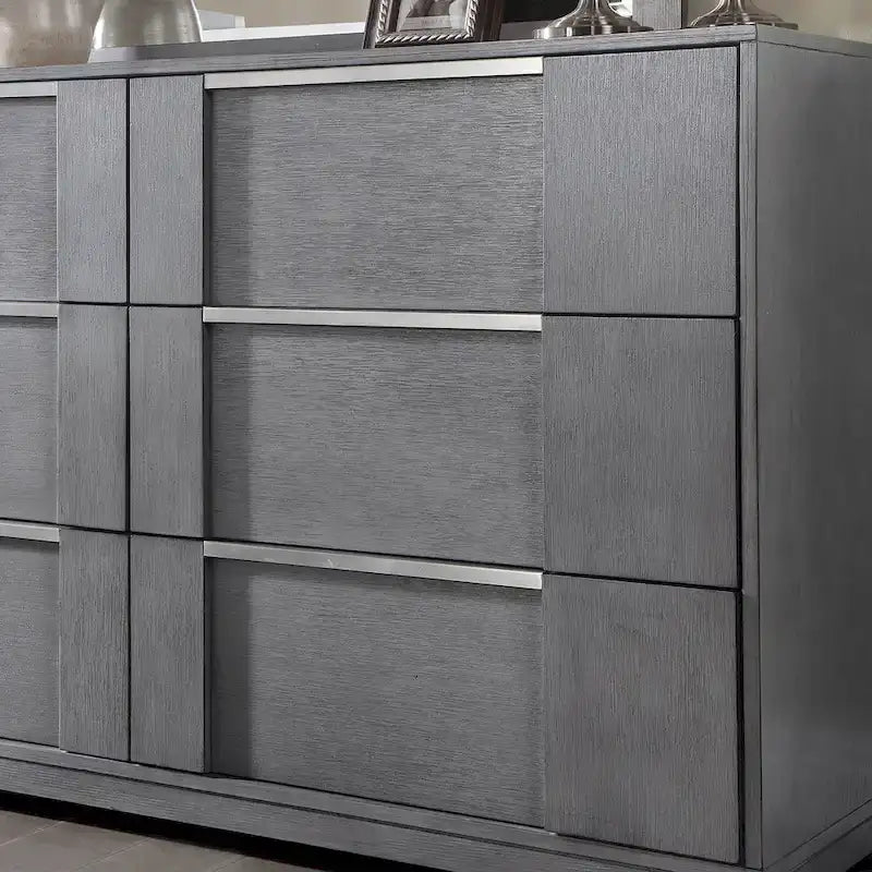 5-Piece Grey Wood Storage Platform Bedroom Set with LED Lights - King/Queen-13