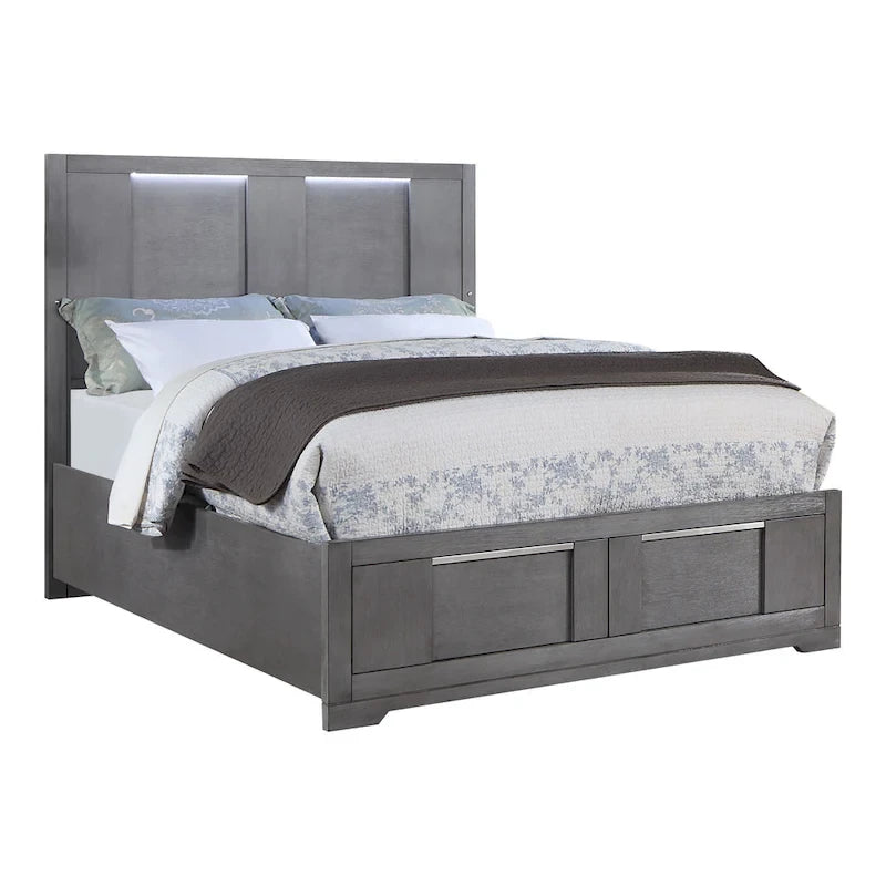 5-Piece Grey Wood Storage Platform Bedroom Set with LED Lights - King/Queen-15